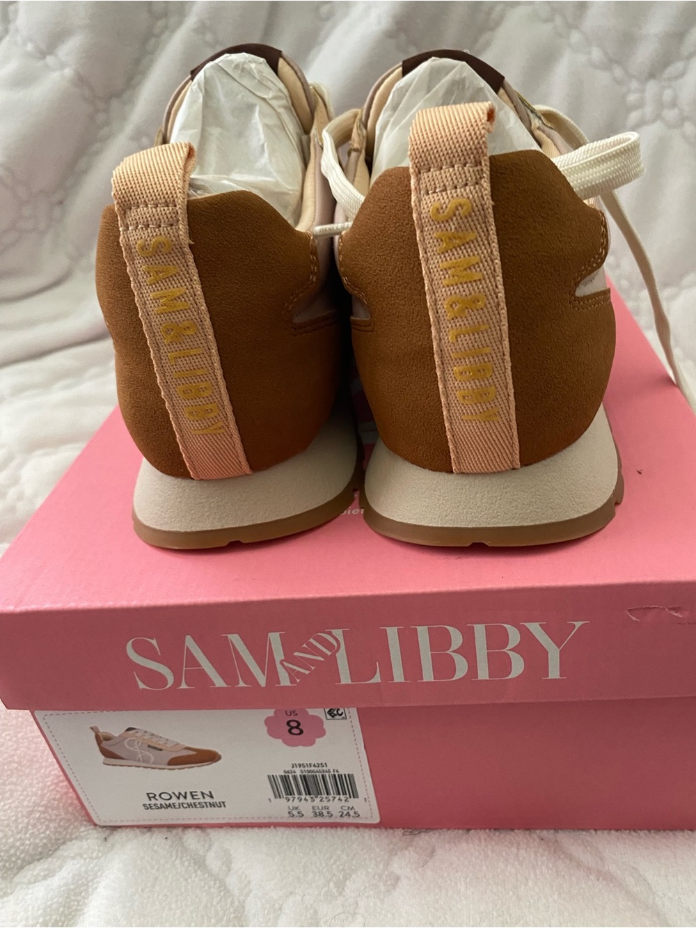 Sam Edelman Pink and Tan Retro-Inspired Lace-Up Sneakers - Picture 4 of 5